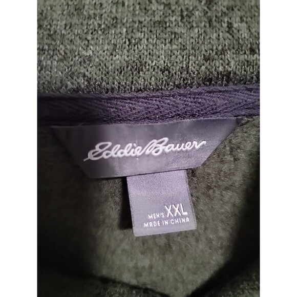Eddie Bauer Men's Radiator Fleece Snap-Front Mock Pullover Sweater Green XXL - Picture 3 of 6